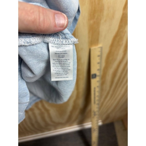 Faherty Tried & True Chambray Oakley Dress Arctic Sea Wash L Linen blend coastal - Picture 5 of 9